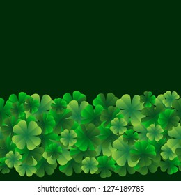 Seamless border, bright leaves of clover. Template. St. Patrick's Day design element. Vector graphics.