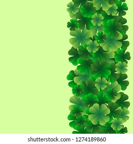 Seamless border, bright leaves of clover. Template. St. Patrick's Day design element. Vector graphics.