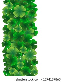Seamless border, bright leaves of clover. Template. St. Patrick's Day design element. Vector graphics.
