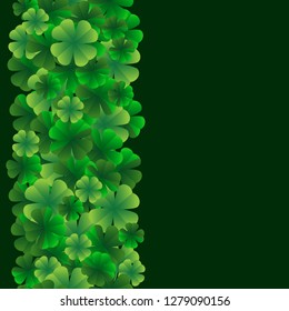 Seamless border, bright leaves of clover. Template. St. Patrick's Day design element. Vector graphics.