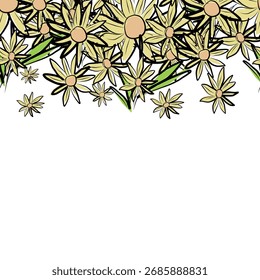 Borde sin fisuras con Paquete de flores illustration.eps