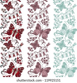 Seamless border with butterflies