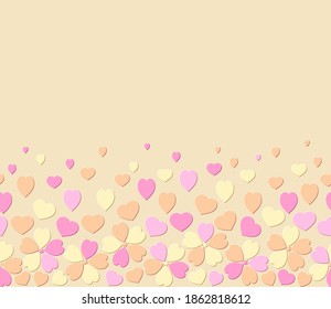 Seamless border of cherry blossoms and hearts. For making wedding and Valentine's day greetings