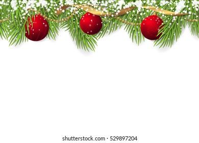 Seamless Border Christmas Tree Branches Snow Stock Vector (Royalty Free ...