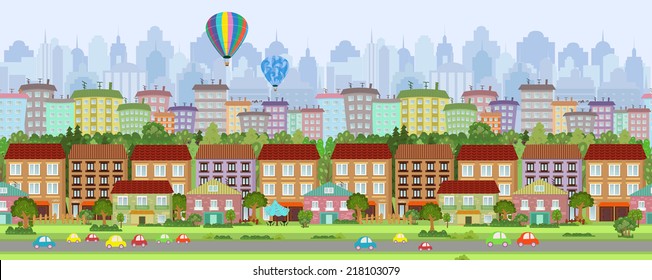 seamless border with a cityscape. panorama