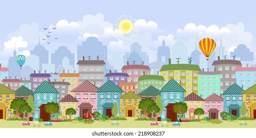 seamless border with a cityscape. panorama