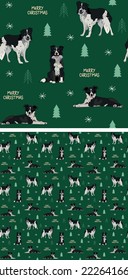Seamless border collie dog pattern, holiday texture. Square format, t-shirt, poster, packaging, textile, textile, fabric, decoration, wrapping paper.Trendy hand-drawn dogs wallpaper.Holiday background