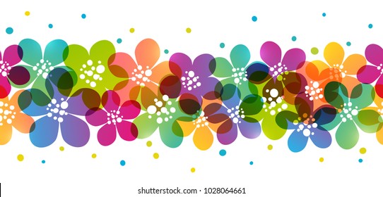 Seamless border with color flowers