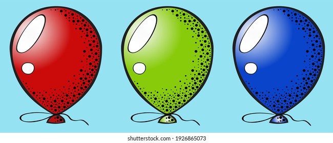 Seamless border, Colorful balloons with strings on a blue background