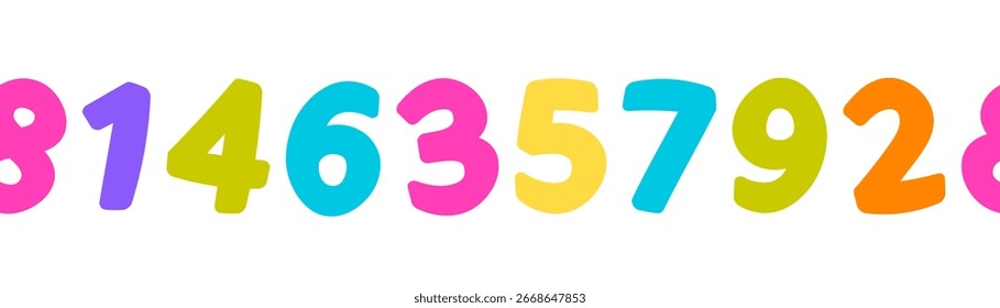 borda perfeita com números coloridos, textura infinita. para desenhos educativos ou festivos. Ilustração vetorial