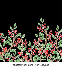 Seamless border with cranberries
