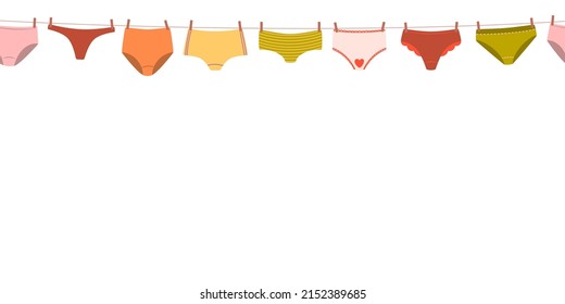 Frontera sin inconvenientes con los calzoncillos de una linda mujer. Ilustración vectorial plana moderna
