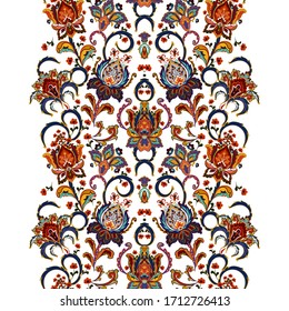 Borde impecable con flores barrocas decorativas. Vector