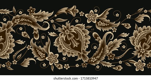 Seamless border with decorative floral element in oriental style