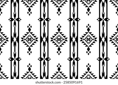 Seamless Border Design for Fashion and Home Decor,Handcrafted Ethnic Ornament, black and white pattern.
