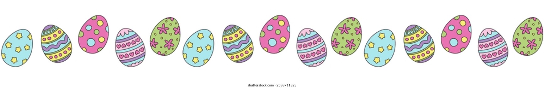 Seamless border with Easter eggs.