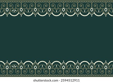 Seamless border in Eastern style. Ornate element for design and place for text. Ornamental lace pattern for wedding invitations and greeting cards. 