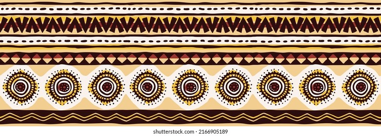 Seamless border, ethnic background, hand drawing, vector banner