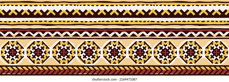 Seamless border, ethnic background, hand drawing, vector banner