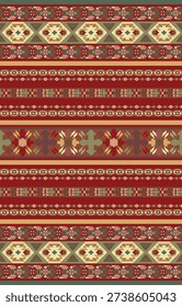 Seamless border, ethnic pattern, red carpet.