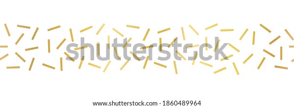 Seamless border with faux gold foil sprinkles.\
Repeating horizontal decorative banner pattern metallic golden\
shiny rectangle shapes. Vector elements for footer, frame, trim,\
party decor, elegant\
card