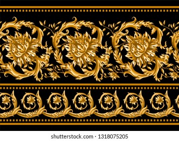 Seamless border with floral baroque elements