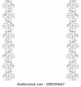 Seamless border with floral elements for the design of the album, wedding invitations, postcards and other handmade products. Border silhouette of a digital stamp.