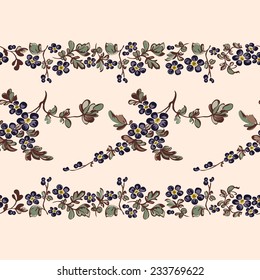 Seamless border floral pattern, edge of fabric, wallpaper