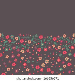 Seamless border of flowering branches. Vector illustration.