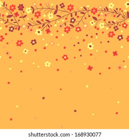 Seamless border of flowering branches. Vector illustration.