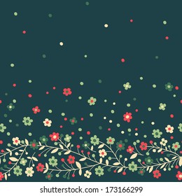 Seamless border of flowering branches. Vector illustration.