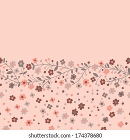 Seamless border of flowering branches. Vector illustration.