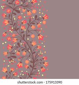 Seamless border of flowering branches. Vector illustration.