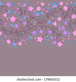Seamless border of flowering branches. Vector illustration.