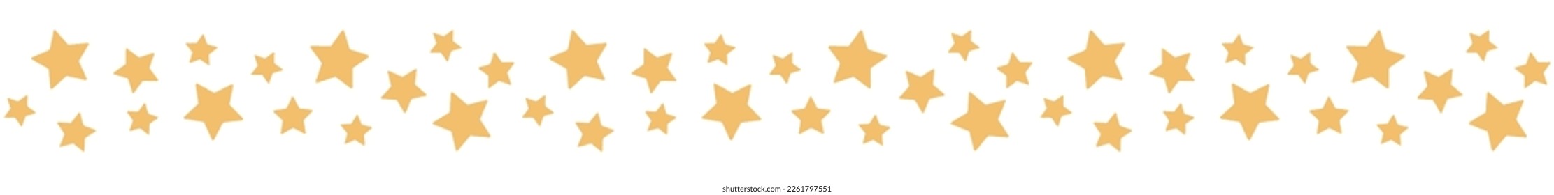 Seamless border garland with yellow stars. Can be used for card, borders, kids' bedding, textile. Isolated vector illustration on white background.