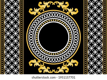 Seamless  border with golden baroque element, chains on a black background. EPS10 Illustration.