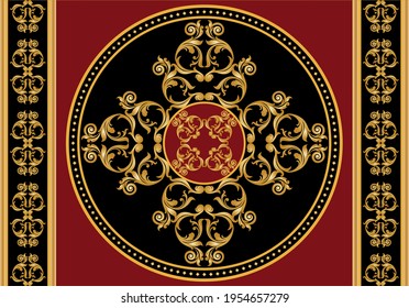 Nahtlose Grenze mit goldenem barocken Element auf schwarzem Hintergrund. EPS10-Illustration.