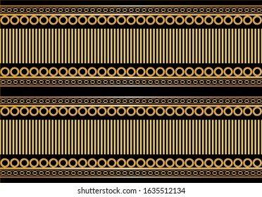 Seamless border with golden baroque elements on a black   background. EPS10 Illustration.