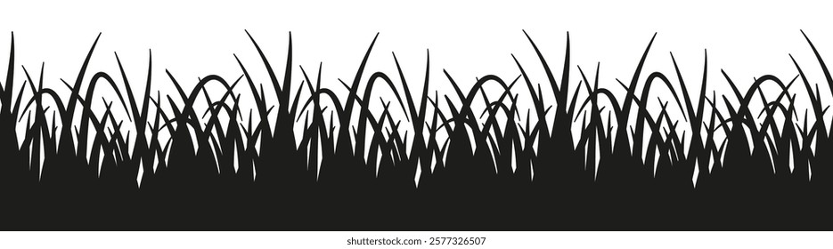 Seamless border with grass silhouette. 