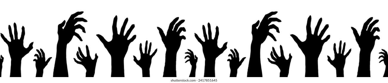 Seamless border for Halloween. Witch and zombie hands. 