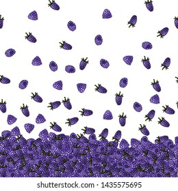 seamless border with hand drawn blueberries vector illustration