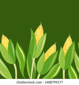 seamless border, with the image of corn and leaves