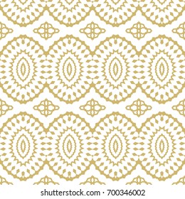Seamless border isolated on white. Decorative tileable golden ornament. Vector illustration.