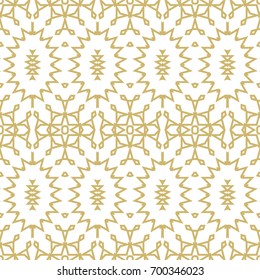 Seamless border isolated on white. Decorative tileable golden ornament. Vector illustration.