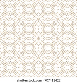 Seamless border isolated on white. Decorative tileable golden ornament. Vector illustration.