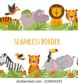 seamless border with jungle animal