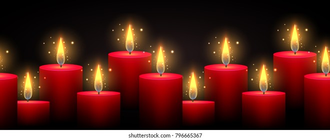 Seamless Border Luminous Candles On Dark Stock Vector (Royalty Free ...