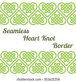 A seamless border made of Celtic heart shape knots, vector illustration
