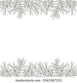 Seamless border of olive branches. Vector composition. Composition for postcards and stickers to your design.