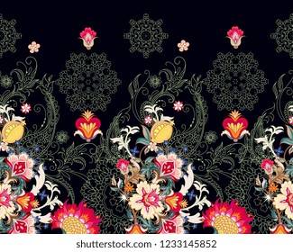 Seamless border with openwork bunches